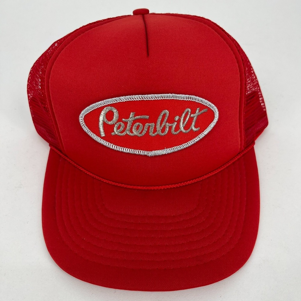 Peterbilt Trucker Hat Red Mesh Snapback Logo Patch Baseball Cap Mens OSFM